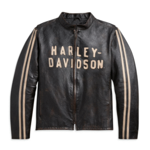 Harley Davidson Sleeve Stripe Leather Motorcycle Jacket