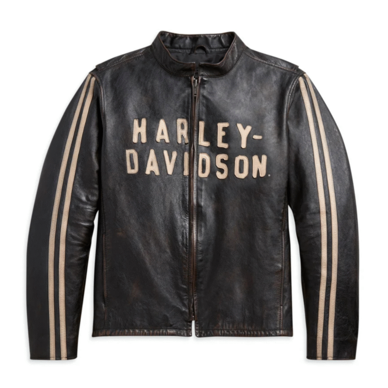 Harley Davidson Sleeve Stripe Leather Motorcycle Jacket