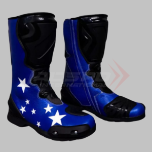 Stand out on the road with the Blue Motorcycle Boots - Colin Edwards 2002 WSBK Edition, a perfect blend of racing heritage and modern innovation.