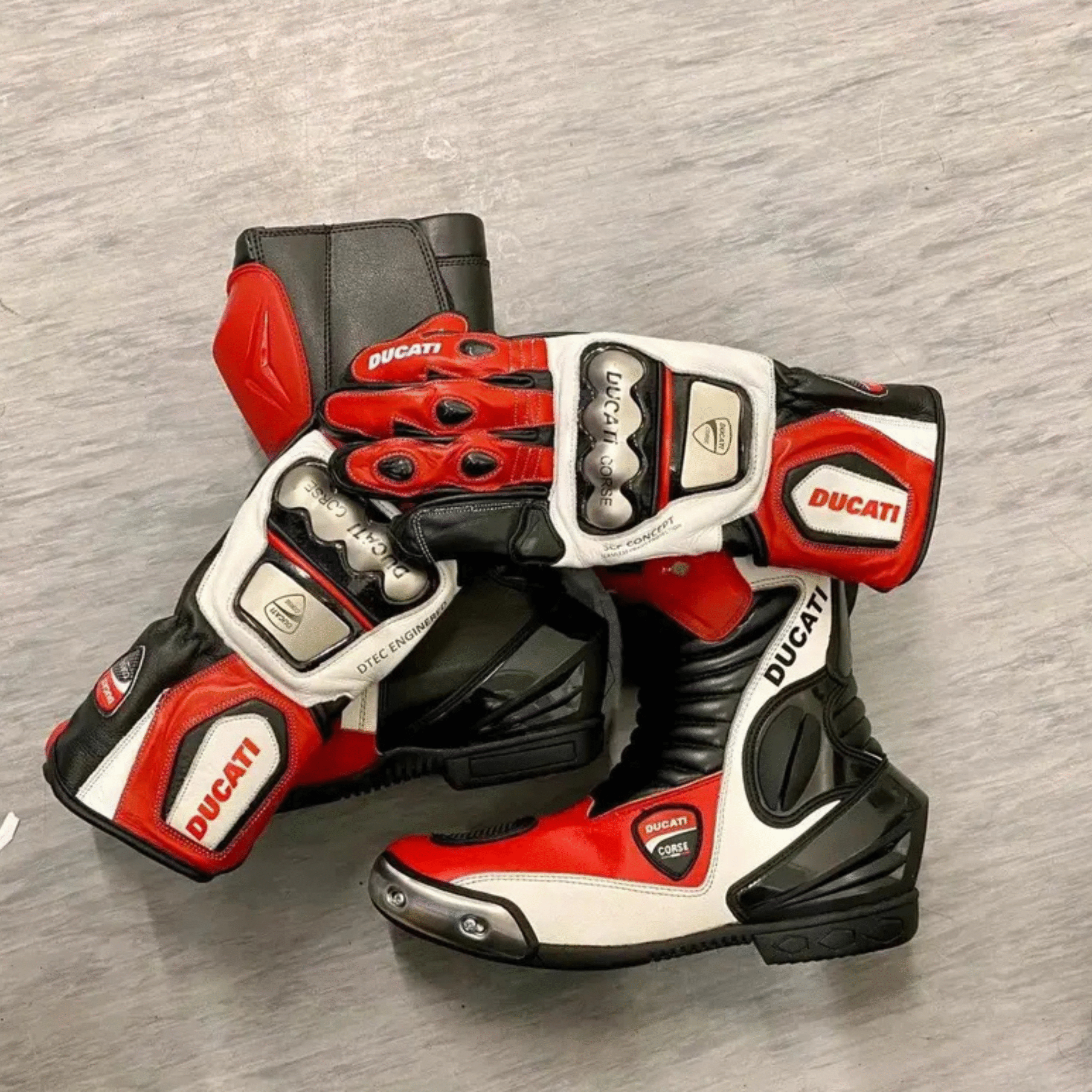 Ducati Corse Racing Boots and Gloves